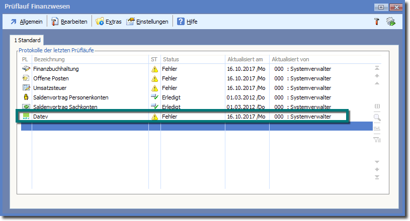 Finanzbuchhaltung Monatliche Periodische Arbeiten Finanzbuchhaltung Prufen Pruflauffehler Und Deren Bearbeitung Fehler Im Datev Pruflauf